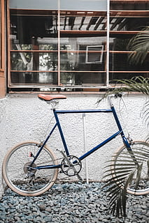 blue bicycle, machine, wheel, bike, vehicle, transportation, minimalis HD wallpaper