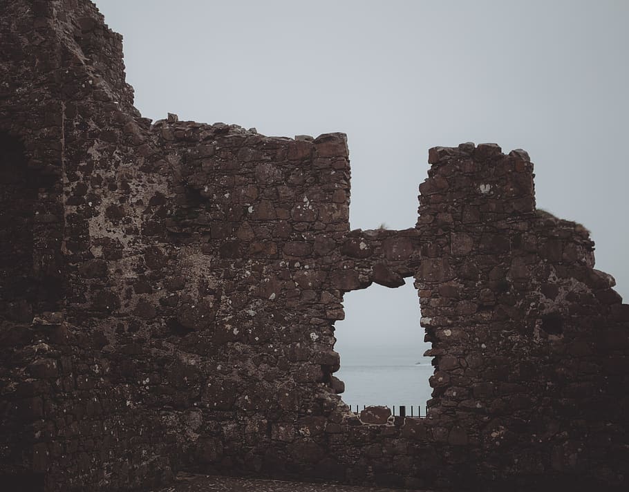 brown castle ruin landscape photography, ruins, bushmills, dunluce castle, HD wallpaper