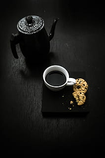 Black Teapot Beside Teacup, black coffee, breakfast, caffeine HD wallpaper