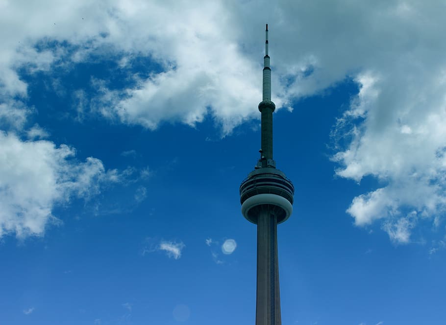 blue, cn tower, toronto, city, sky, urban, summer, cloud - sky HD wallpaper