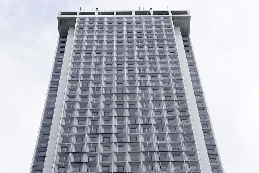 white and gray skyscraper building, office building, city, high rise HD wallpaper