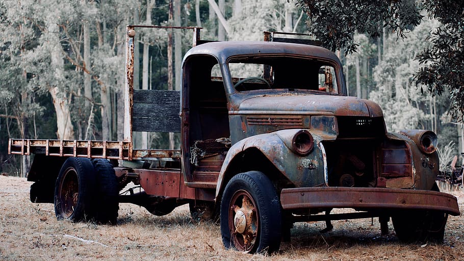 mode of transportation, land vehicle, abandoned, damaged, motor vehicle HD wallpaper