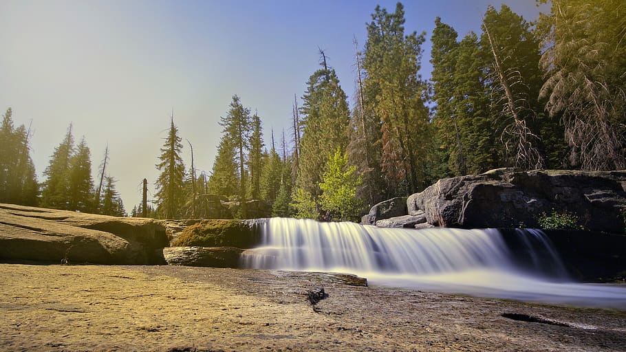 Person Showing Waterfalls, cascade, daylight, environment, flow HD wallpaper
