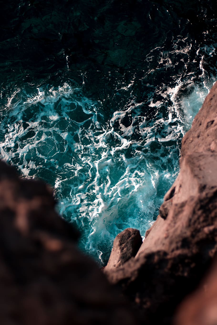 scenery of ocean, rock, water, sea, coast, wave, foam, splash, HD wallpaper