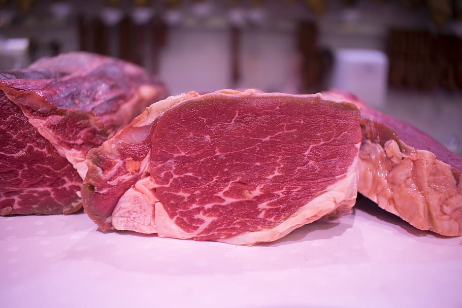 meat, veal, beef, sirloin, freshness, raw food, food and drink, HD wallpaper