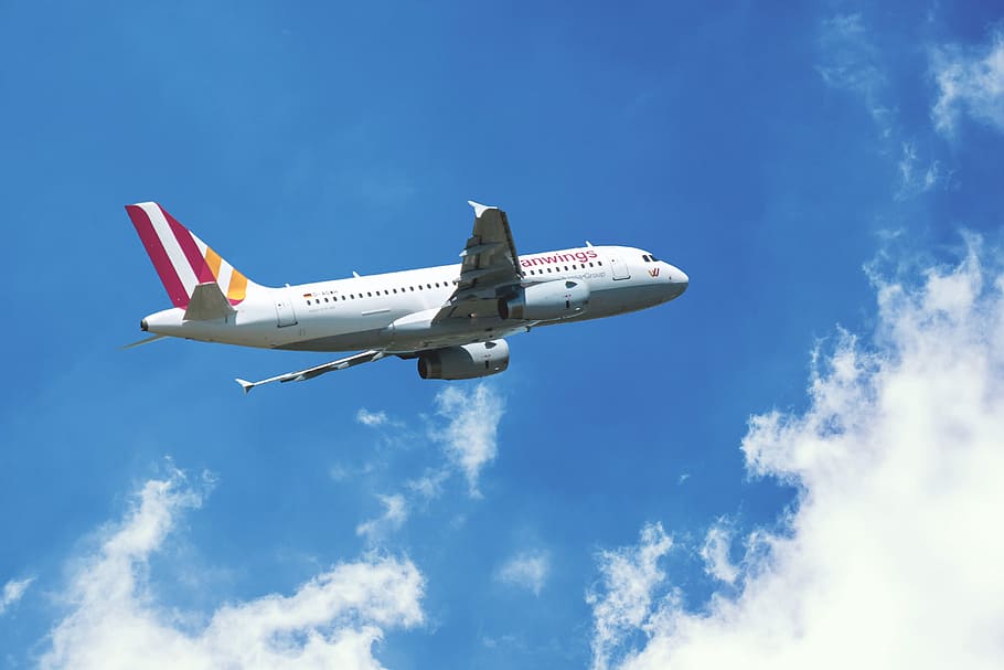 Airplane flying in the air, air vehicle, mode of transportation HD wallpaper
