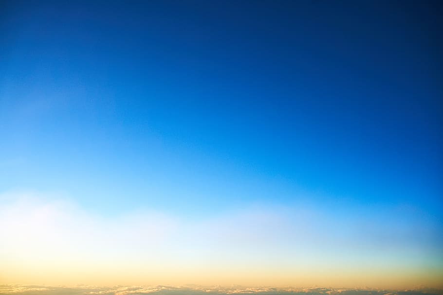 spain, breña baja, clouds, gradient, orange, blue, plane, sky HD wallpaper