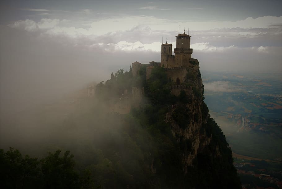 castle, clouds, sky, italy, castles, fortification, summer HD wallpaper