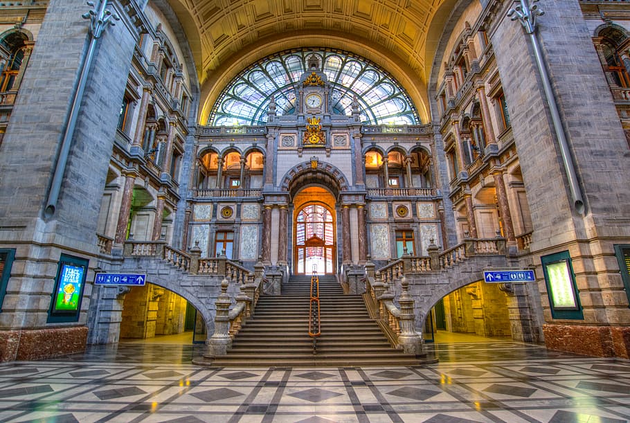 Cathedral Stair, arch, architecture, building, ceiling, column HD wallpaper