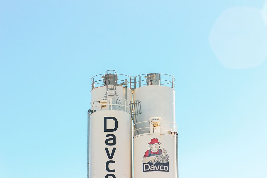 white silos, blue, refreshment, drink, no people, bottle, colored background HD wallpaper