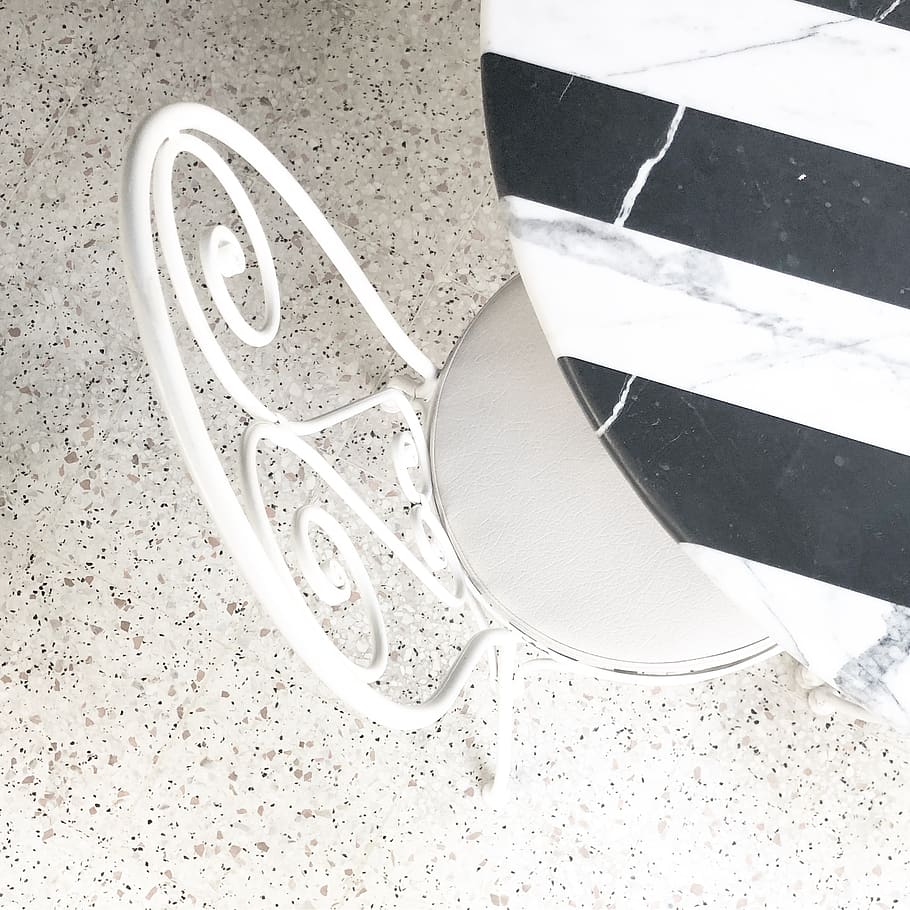White Metal Framed Chair, design, empty, from above, steel, high angle view HD wallpaper