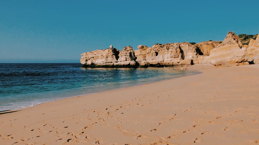 portugal, albufeira, praia de são rafael, summer, cliff, algarve, HD wallpaper