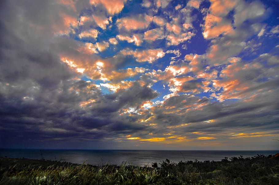 sunset, the pacific, sky, cloud - sky, scenics - nature, beauty in nature HD wallpaper