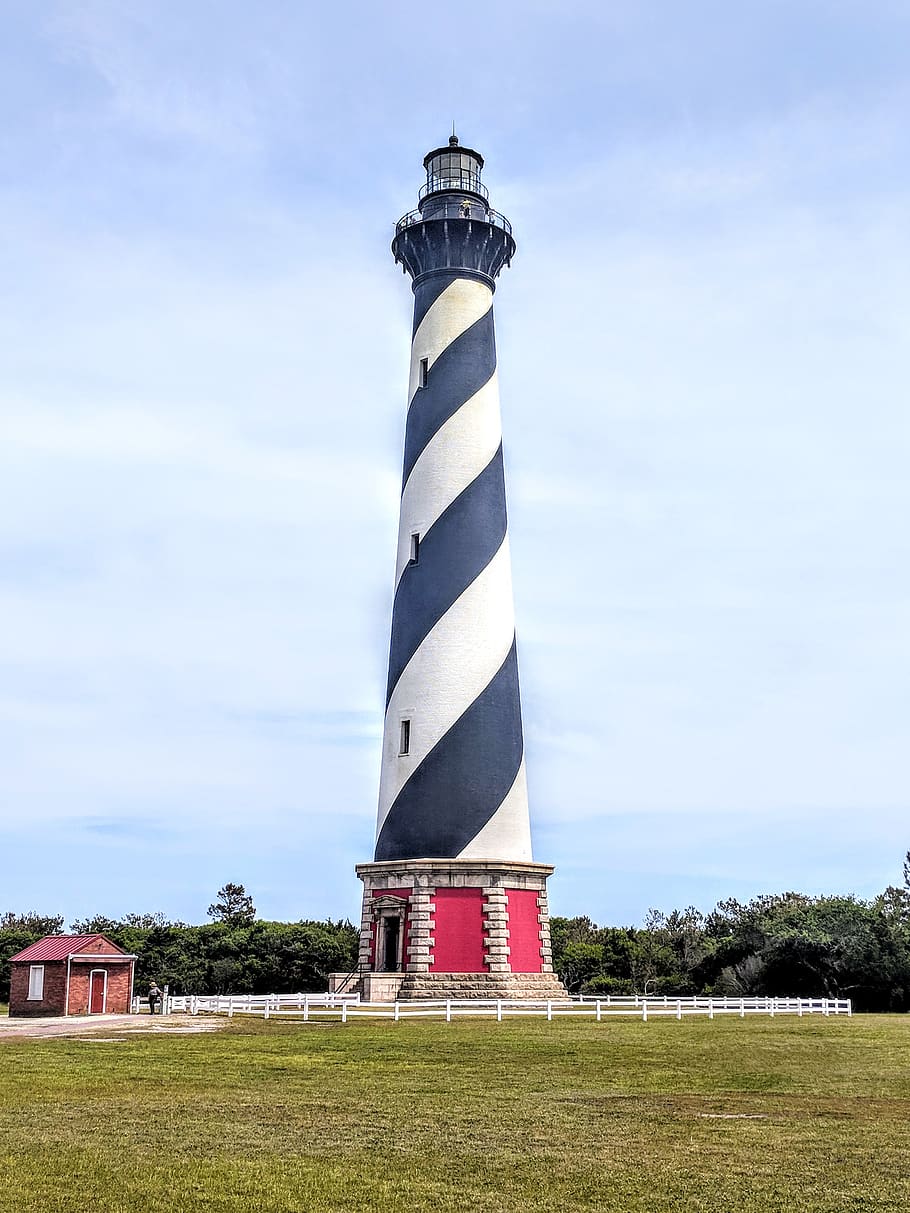 Blue and White Lighthouse Photo, architecture, building, construction HD wallpaper