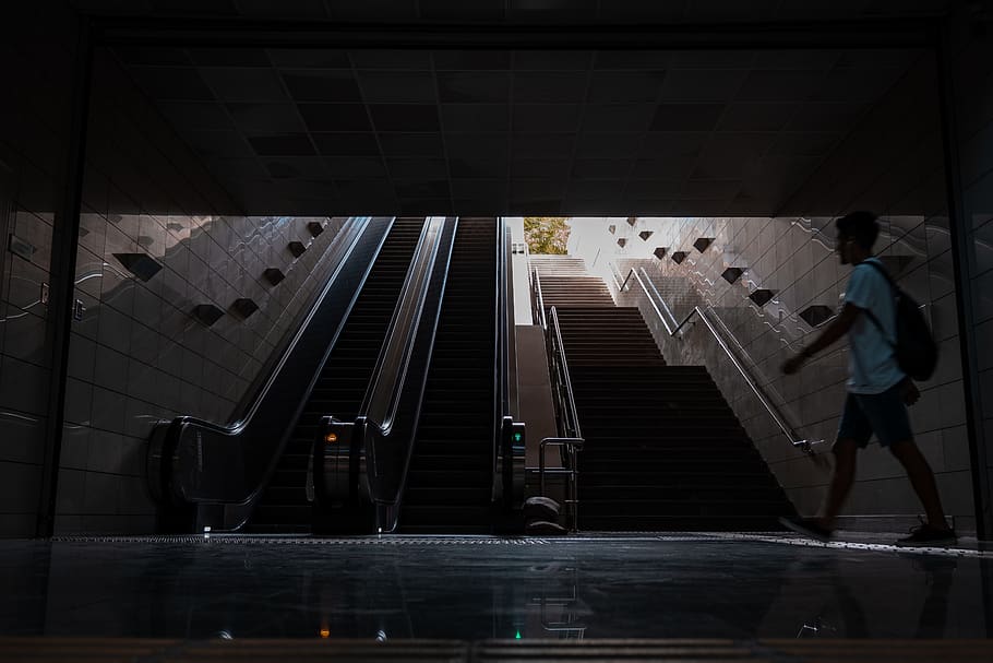 turkey, ankara, türkiye, entrance, man, subway, movement, escalator
