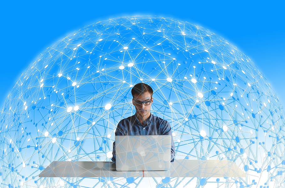 network, web, person, man, laptop, social, human, together HD wallpaper