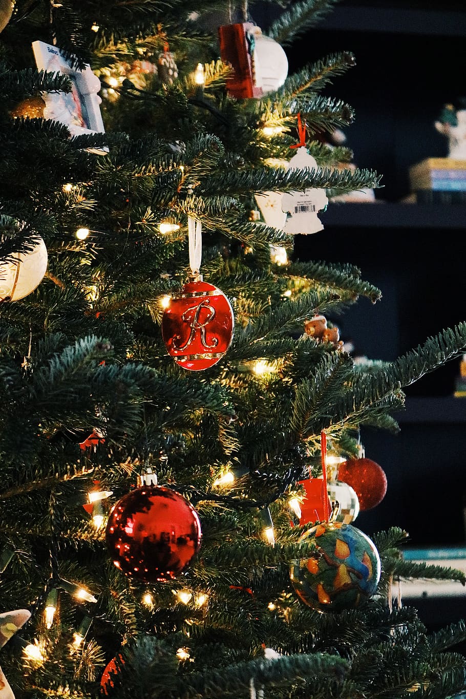 baubles hung on Christmas tree, plant, ornament, abies, fir, crowd HD wallpaper