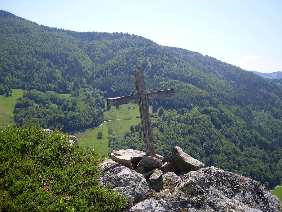 cross, summit, summit cross, mountains, landscape, view, hiking HD wallpaper