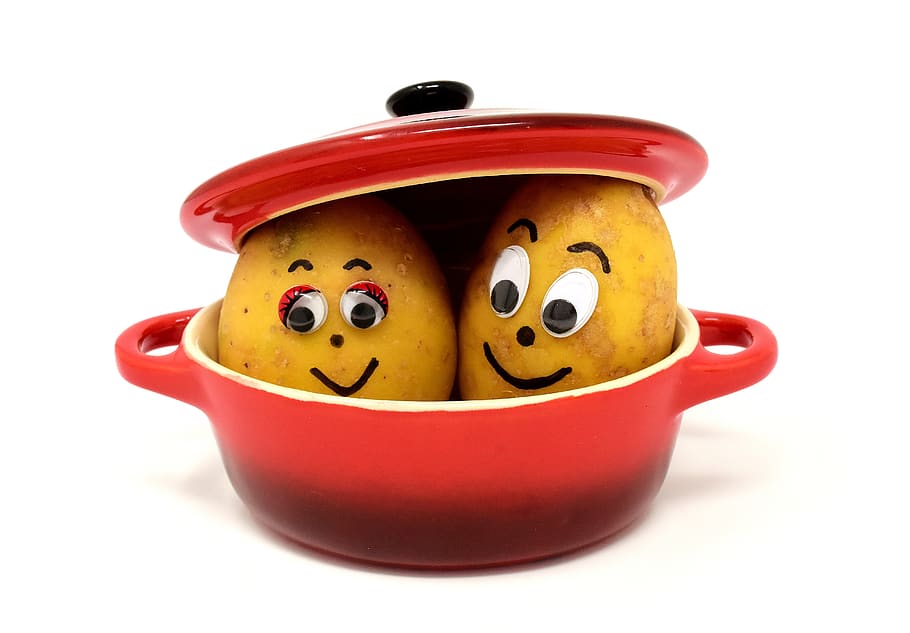 potatoes, cooking pot, cute, kitchen, vegetables, food, preparation HD wallpaper