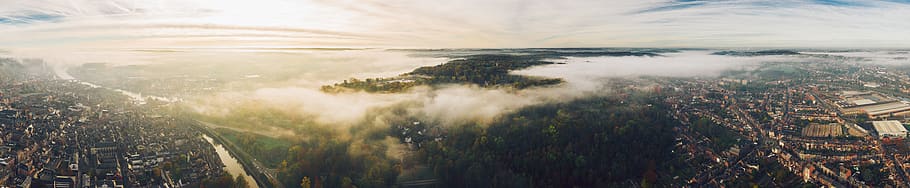 namur, belgium, fog, clouds, cloudy, hill, hillside, panorama HD wallpaper