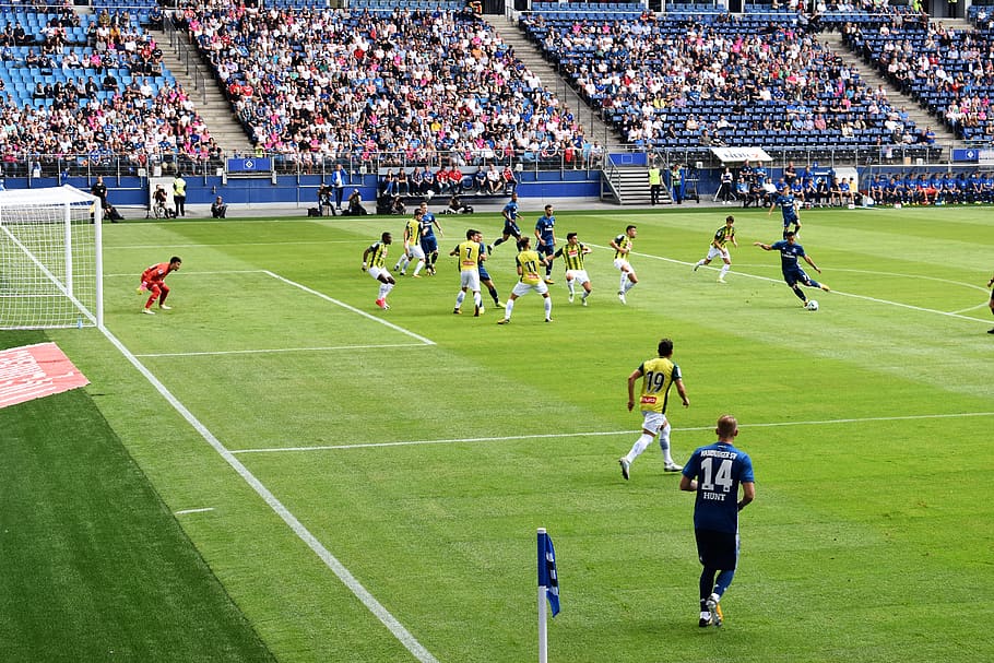 soccer game, sport, group of people, grass, crowd, stadium, men HD wallpaper