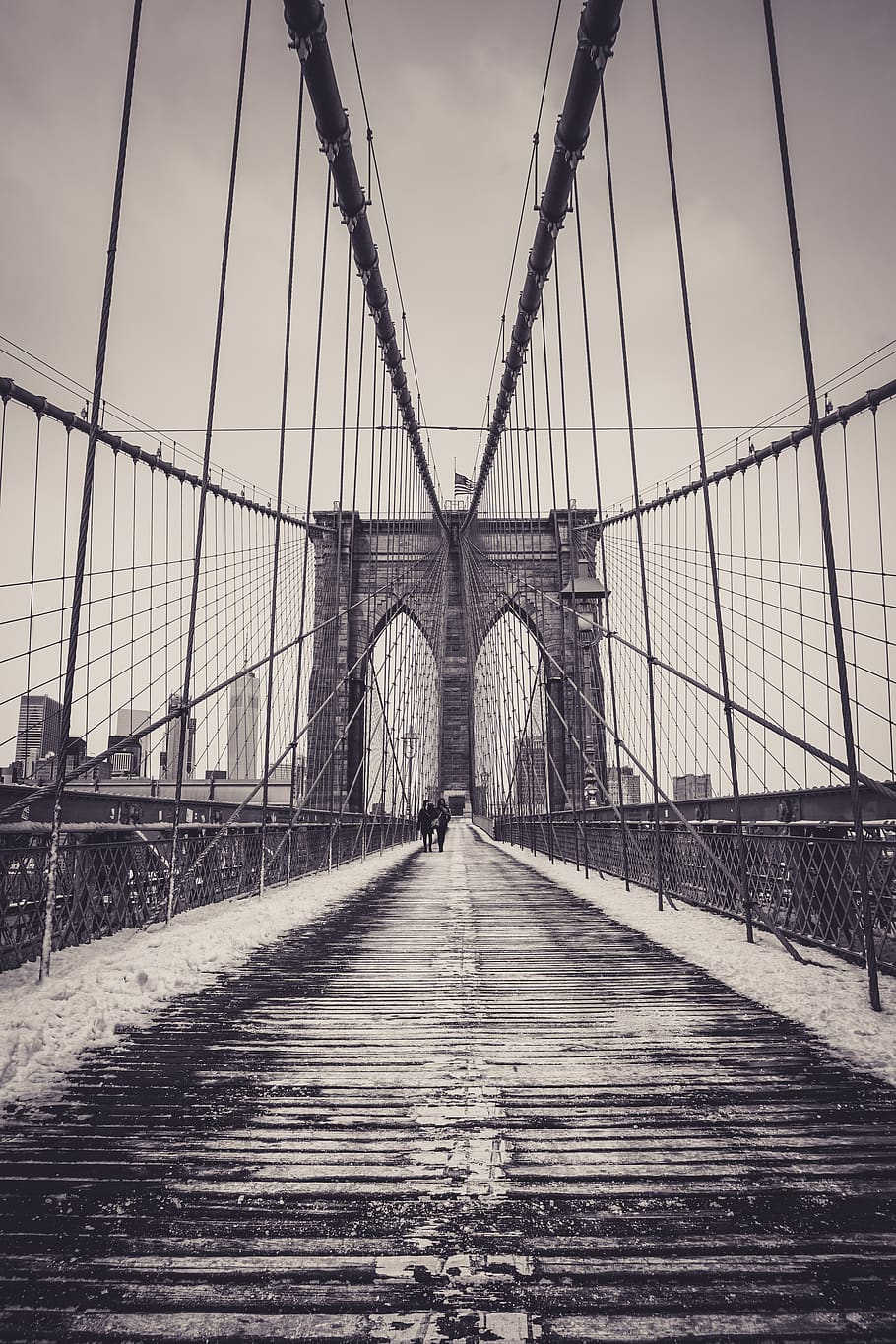 grayscale photography of bridge, building, new york, brooklyn bridge, HD wallpaper