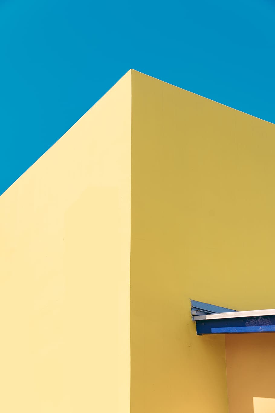 yellow, architecture, blue, built structure, no people, copy space HD wallpaper