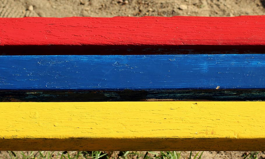 bench, boards, colorful, painted, wood, the structure of the HD wallpaper