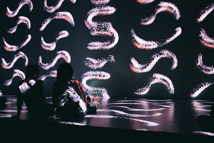 two person sitting on black surface, human, japan, tokyo, 21_21 design sight HD wallpaper