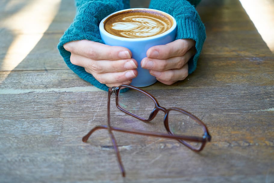 Person Holding Coffee Latte, artistic, brown, caffeine, close-up HD wallpaper