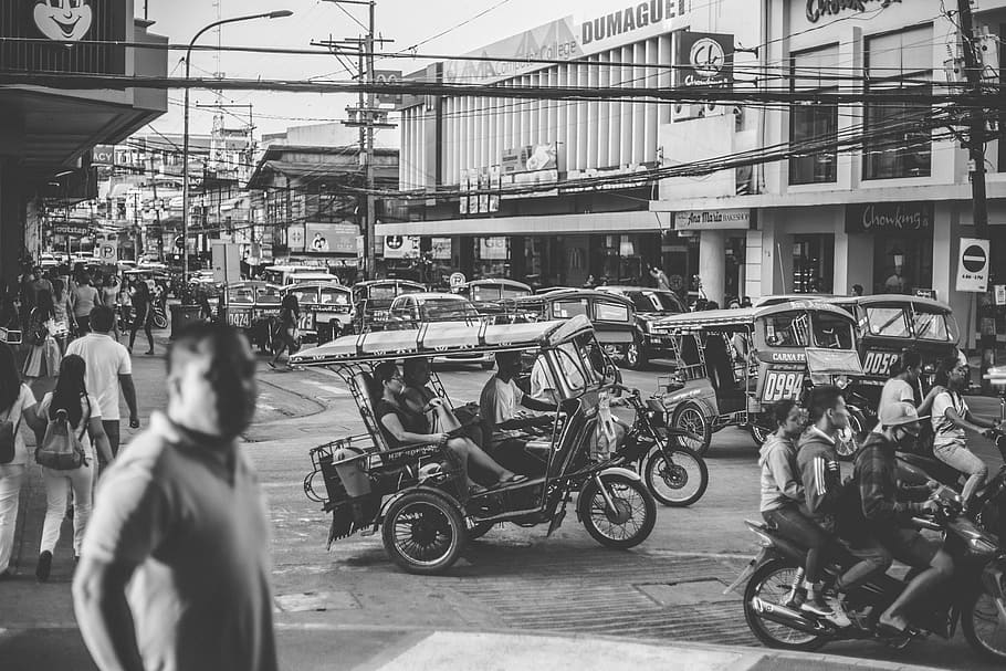 Grayscale Photo of Motorcycles and People, black-and-white, crowd HD wallpaper