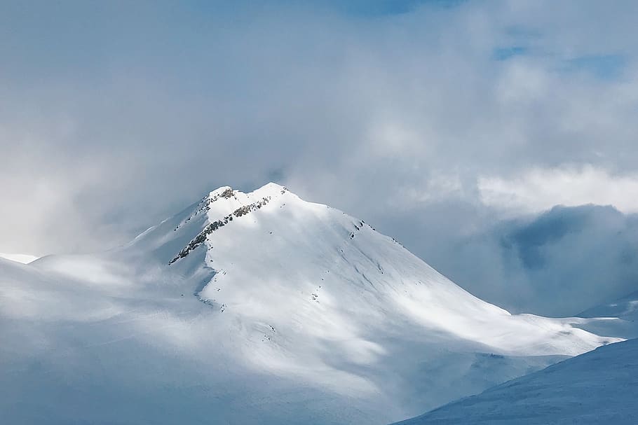 mountain covered in snow, winter, cloud - sky, cold temperature HD wallpaper