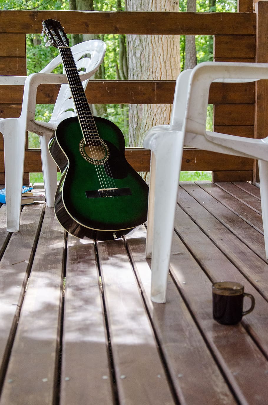acoustic, acoustic guitar, tourism, cafe, chair, coffee, coffee cup, HD wallpaper