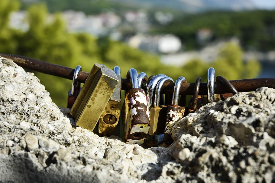 lock, old lock, wedding lock, old love, antique, security, safety, HD wallpaper