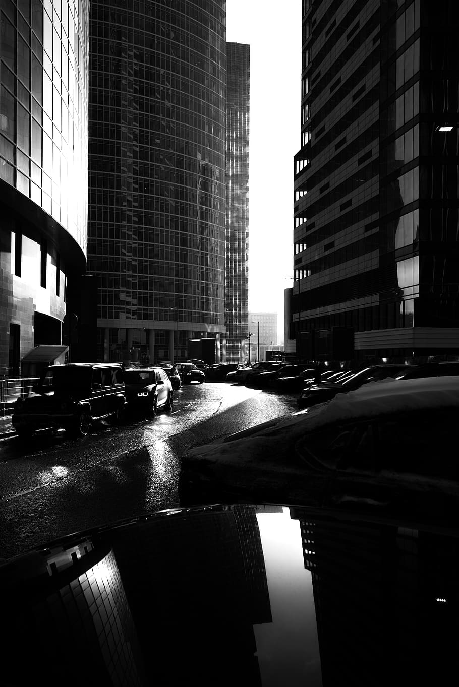 tower, scyscraper, moscow, city, black, white, building, high HD wallpaper