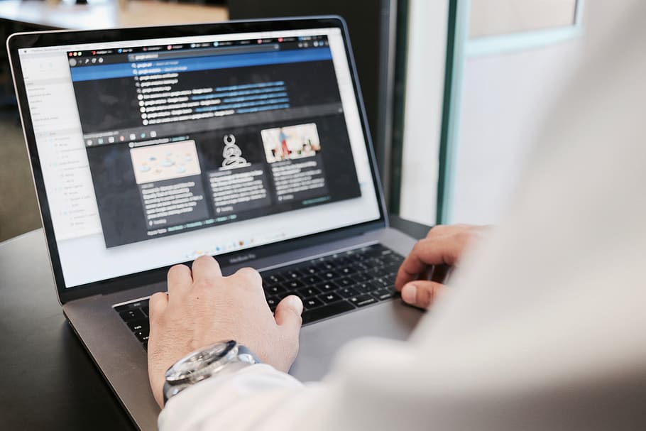 person using MacBook, computer, electronics, laptop, pc, grey HD wallpaper