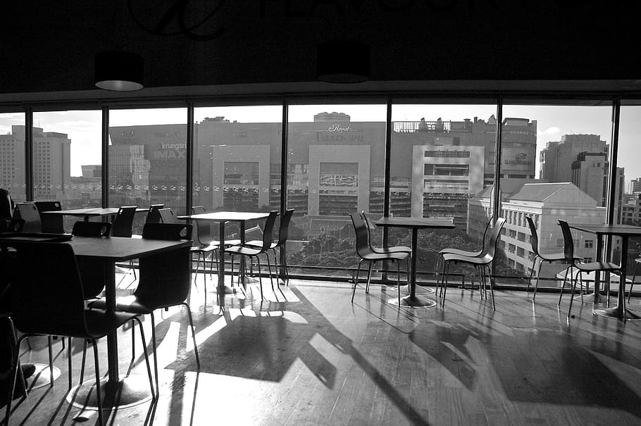 lonely, seat, chair, table, window, glass - material, architecture HD wallpaper
