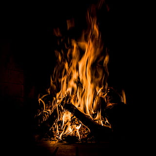 red fire, bonfire, flame, hearth, indoors, fireplace, pac man HD wallpaper