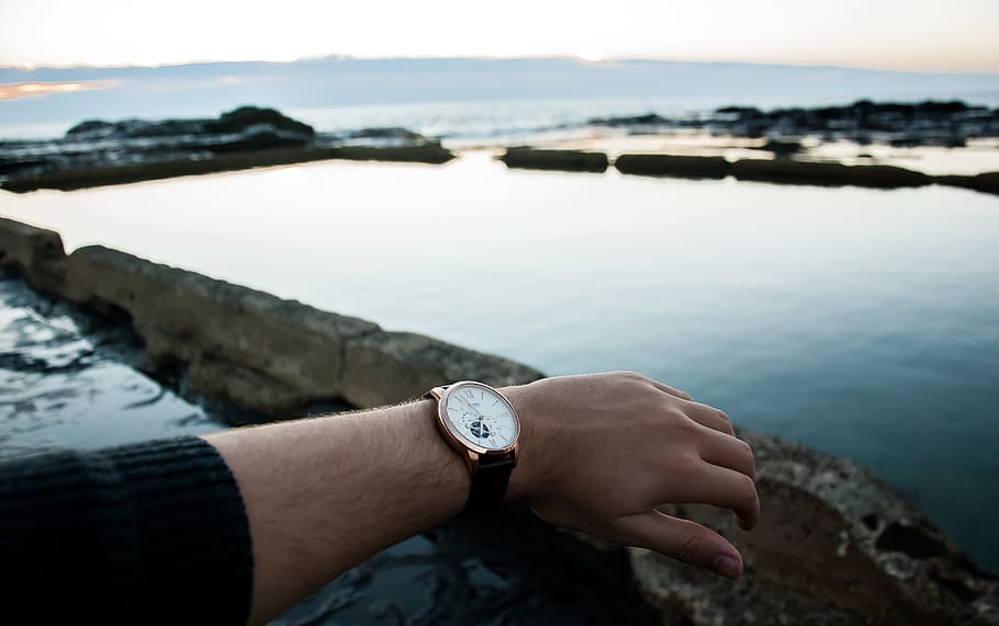 australia, werri beach, pool, rock, time, watch, fossil, gold HD wallpaper