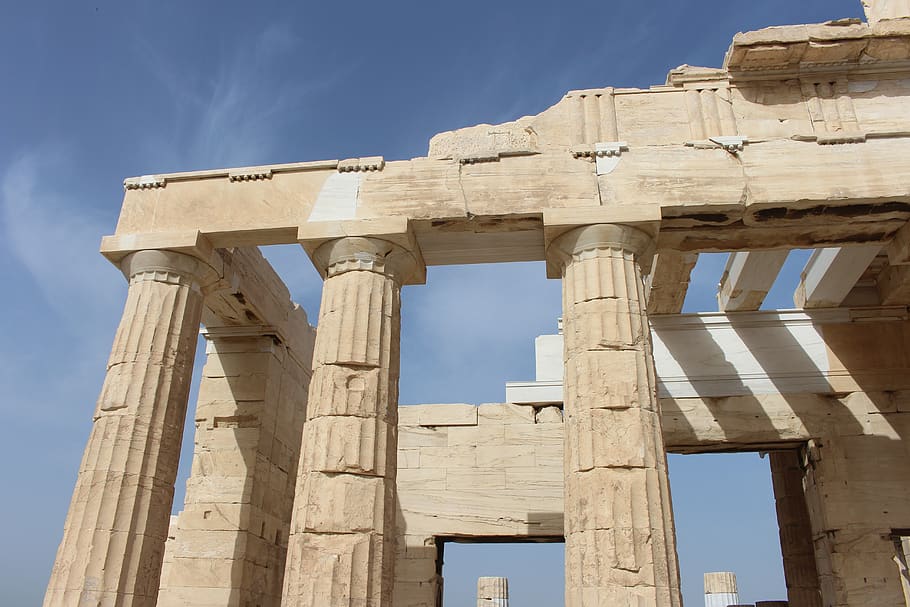 greece, athens, pillar, marble, temple, acropolis, ruin, ancient HD wallpaper