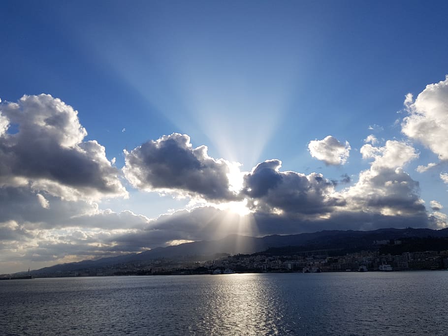 nature, waters, sky, landscape, panorama, cloud, sun, sunset HD wallpaper