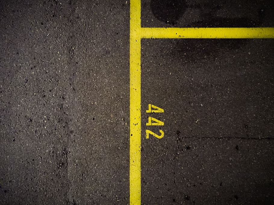 yellow 442 text on black blackground, sign, road marking, symbol, HD wallpaper