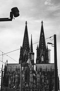 cologne, germany, cathedral, bnw, church, kölner dom, architecture HD wallpaper