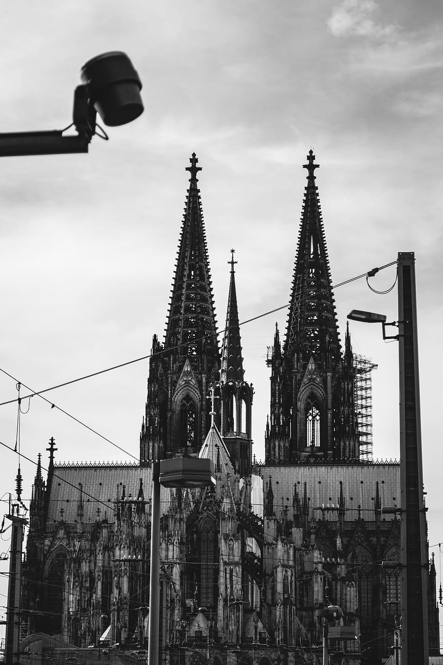 cologne, germany, cathedral, bnw, church, kölner dom, architecture HD wallpaper