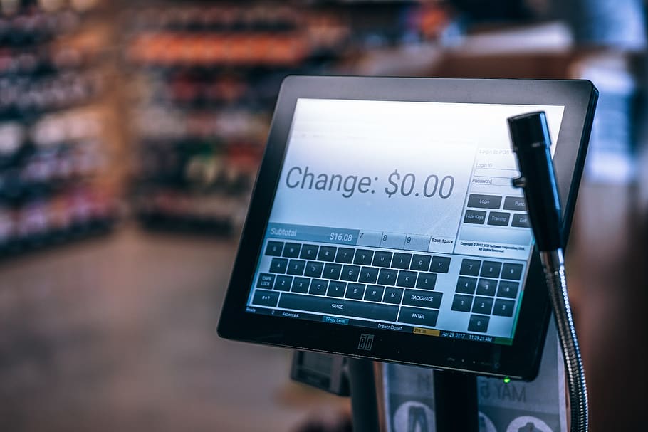 Photo of Black Flat Screen Monitor, blur, buy, card, cash, cashier