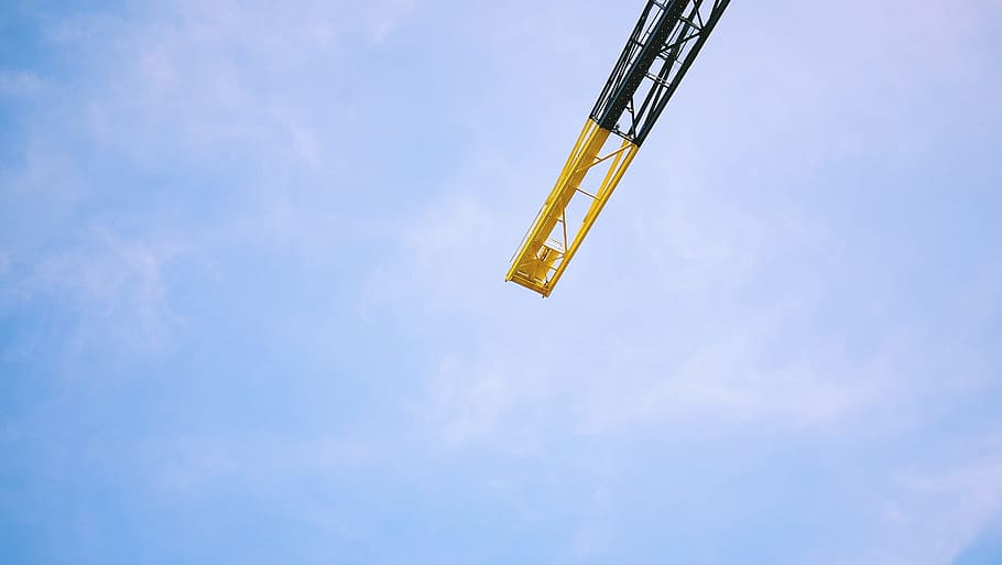 blue, sky, crane, construction, industrial, low angle view HD wallpaper