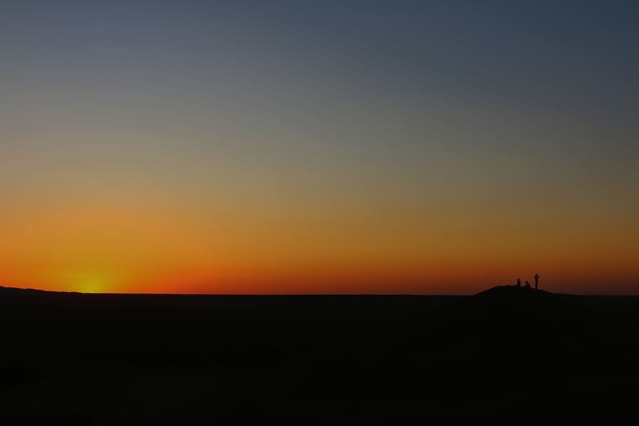 iran, mesr, nightshot, sunset, sky, desert, silhouette, beauty in nature HD wallpaper