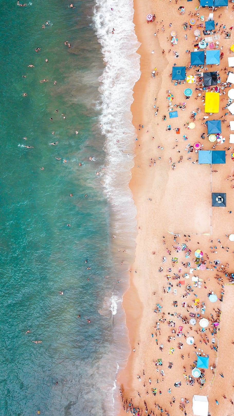 HD Wallpaper Aerial Photography Of People On Seashore During Daytime Water Wallpaper Flare