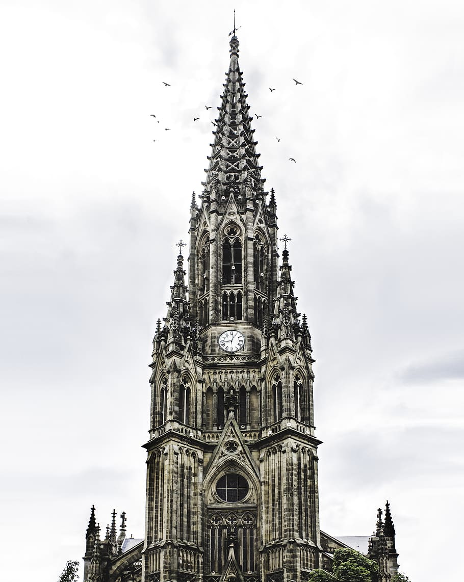 spain, san sebastián, clock, monument, castle, gothic, architecture HD wallpaper