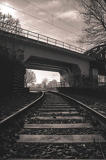 train, track, nature, dark, moody, urban, explore, exploration HD wallpaper